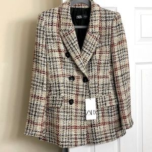 Zara plaid blazer. Brand new, never worn! beautiful with a tailored fit.